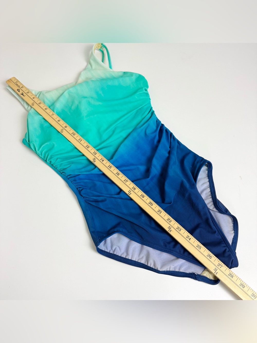 Miraclesuit Talbots Sz 10 Firm Control One Piece SwimSuit Blue Ombré UPF 50 $189 - Picture 10 of 12